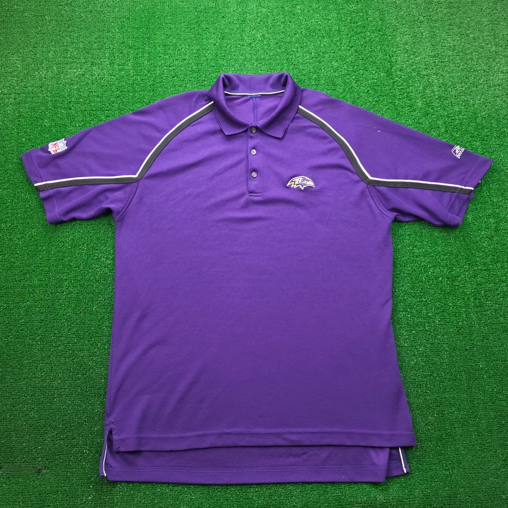 Vintage Reebok NFL Baltimore Ravens Performance Polo Shirt Mens XL Purple